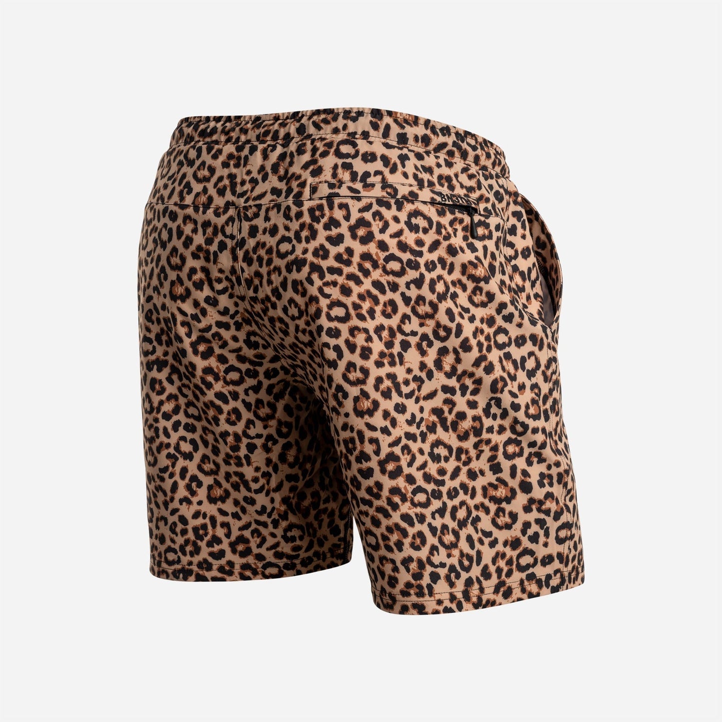 AGUA VOLLEY 2N1 SWIM SHORT 7": LEOPARD PRINT TAN