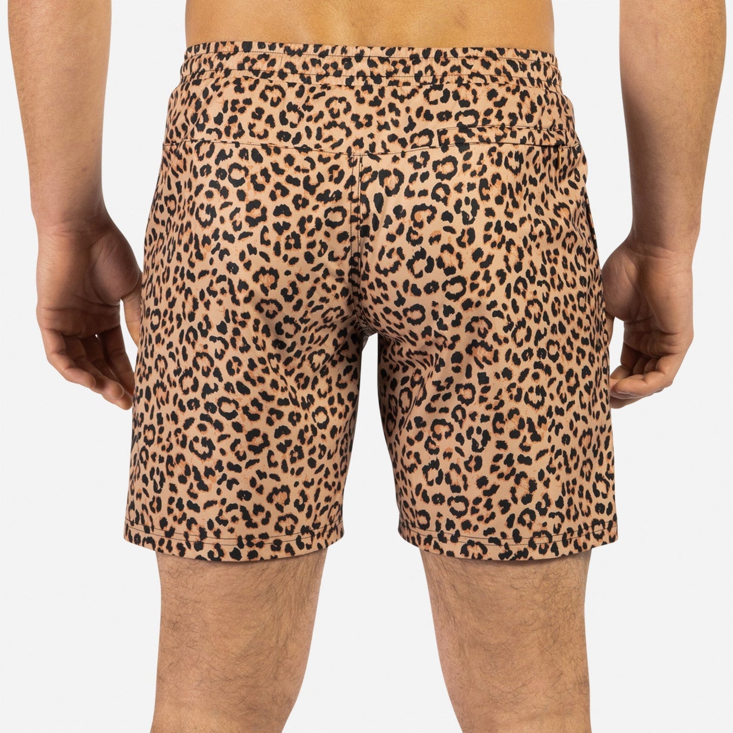 AGUA VOLLEY 2N1 SWIM SHORT 7": LEOPARD PRINT TAN